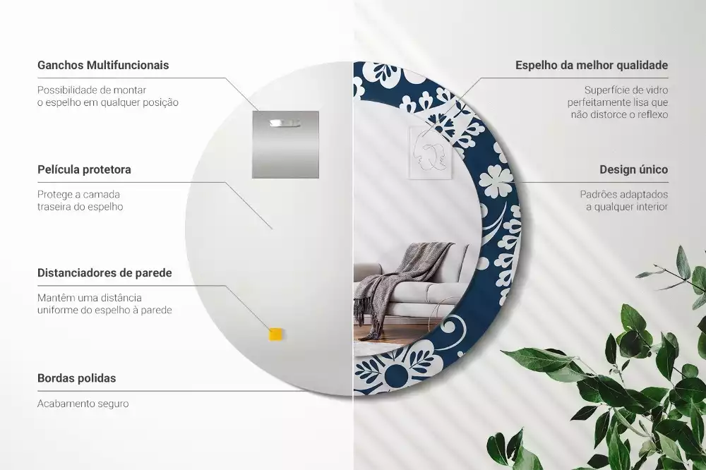 Kulaté dekorativní zrcadlo Paisley složení