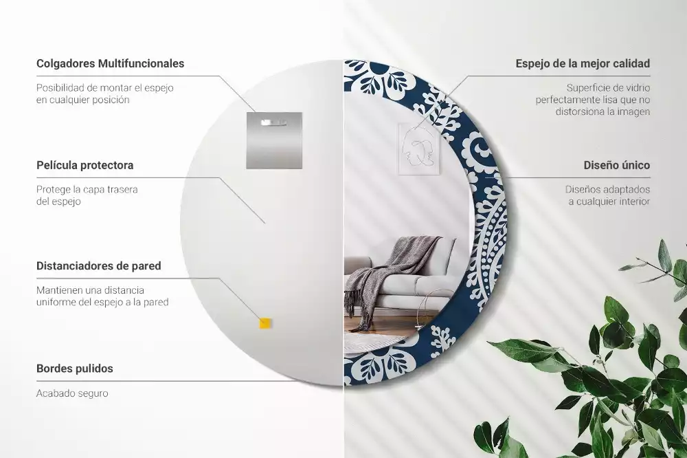 Kulaté dekorativní zrcadlo Paisley složení