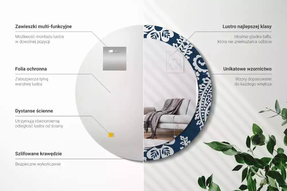 Kulaté dekorativní zrcadlo Paisley složení