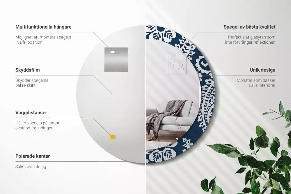 Kulaté dekorativní zrcadlo Paisley složení