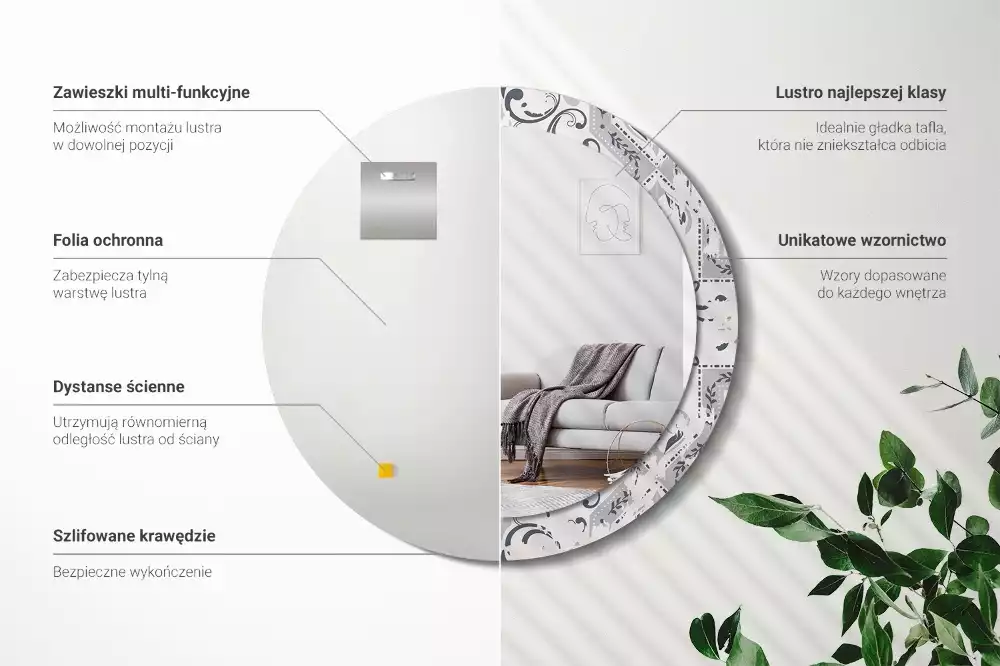 Kulaté dekorativní zrcadlo Retro dlaždice