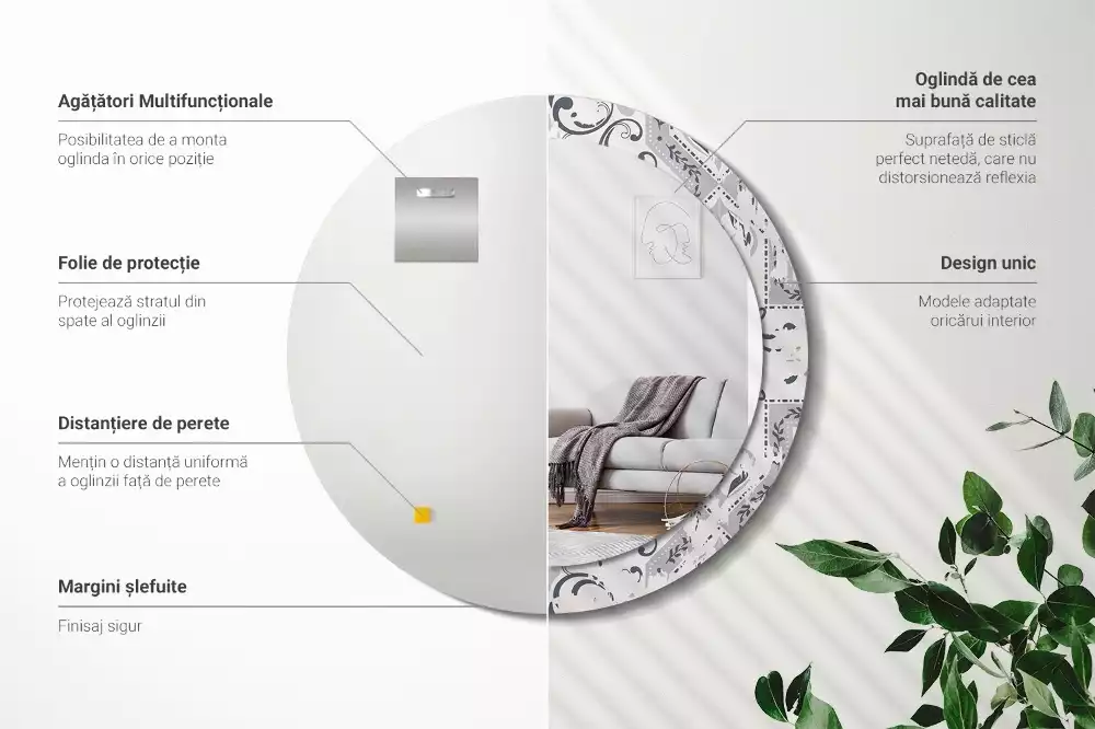 Kulaté dekorativní zrcadlo Retro dlaždice