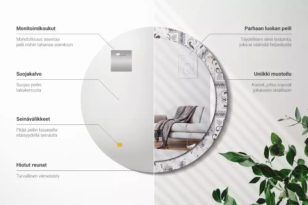 Kulaté dekorativní zrcadlo Retro dlaždice