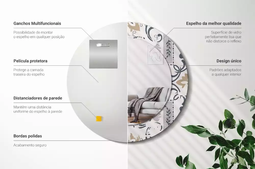 Kulaté dekorativní zrcadlo Retro dlaždice