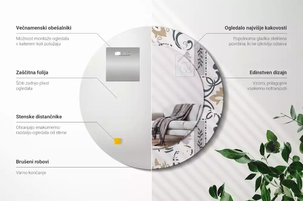 Kulaté dekorativní zrcadlo Retro dlaždice