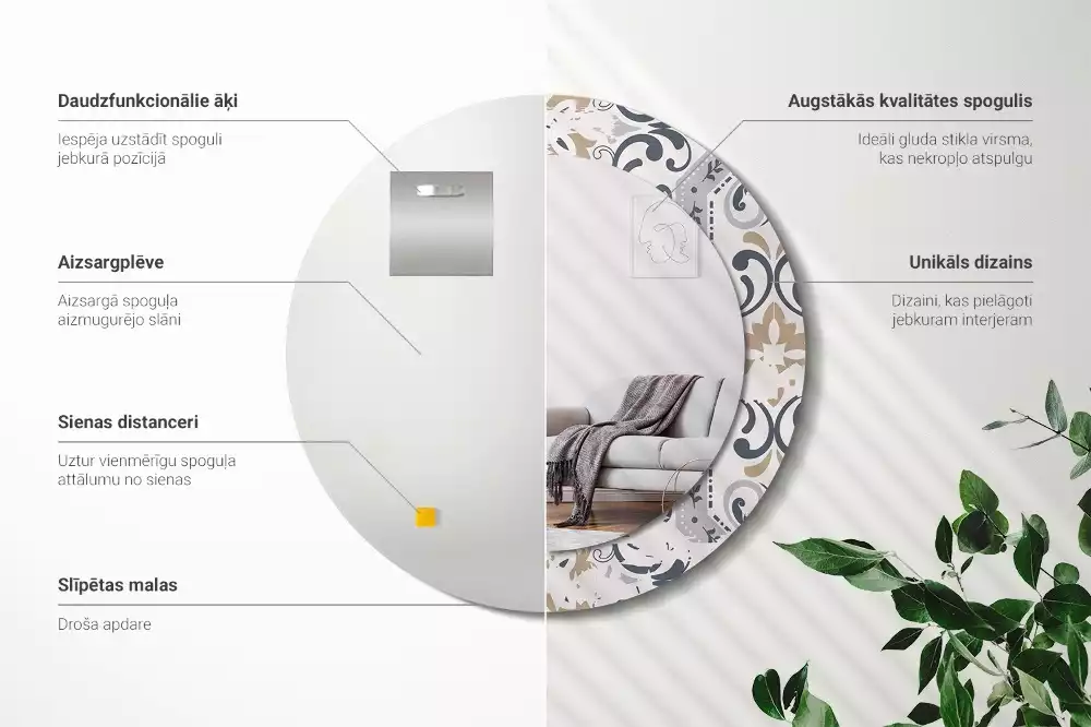 Kulaté dekorativní zrcadlo Retro dlaždice