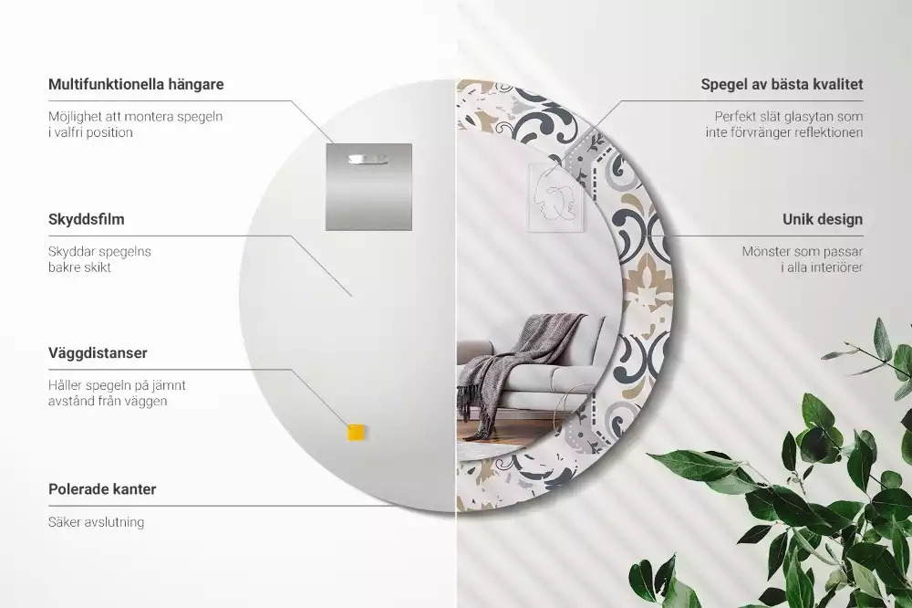 Kulaté dekorativní zrcadlo Retro dlaždice