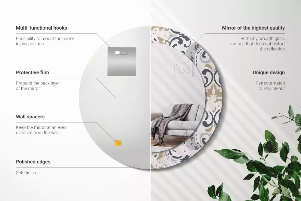 Kulaté dekorativní zrcadlo Retro dlaždice