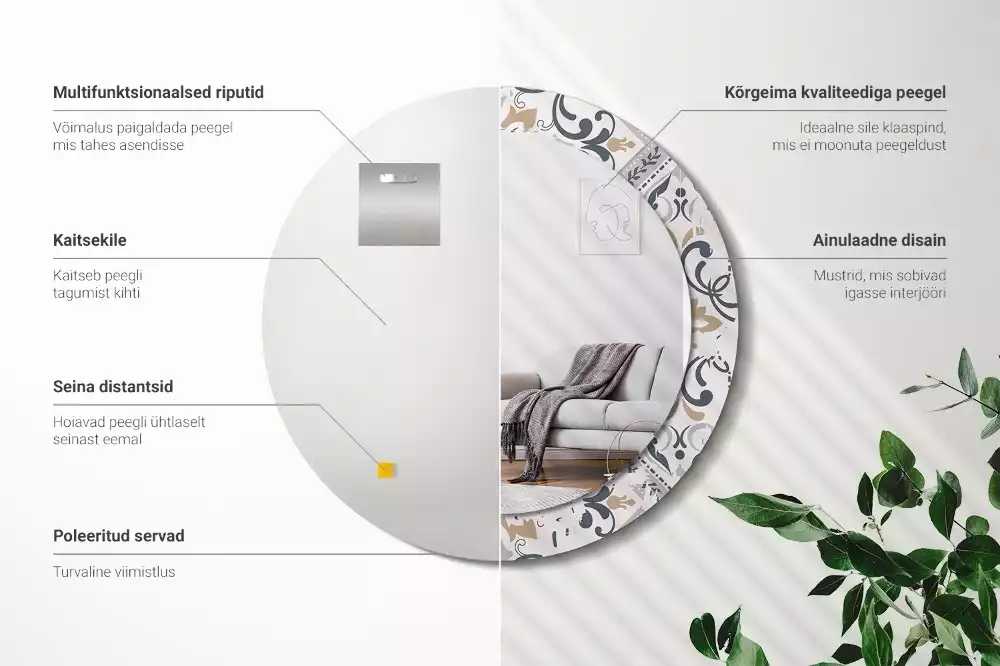 Kulaté dekorativní zrcadlo Retro dlaždice