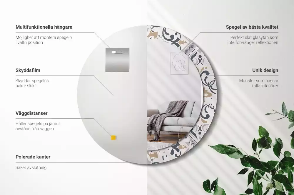 Kulaté dekorativní zrcadlo Retro dlaždice