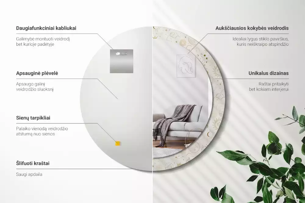 Kulaté dekorativní zrcadlo Mystický vzor