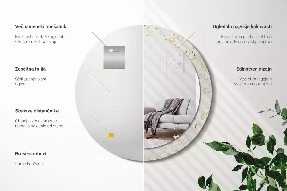 Kulaté dekorativní zrcadlo Mystický vzor