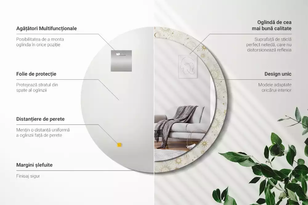 Kulaté dekorativní zrcadlo Mystický vzor