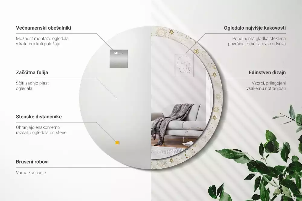 Kulaté dekorativní zrcadlo Mystický vzor