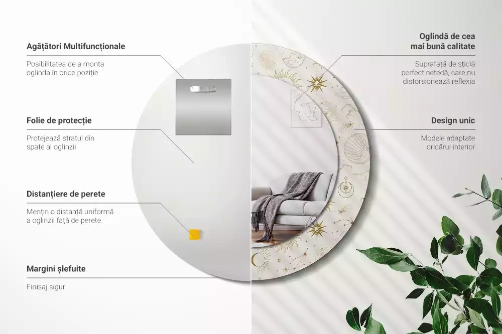 Kulaté dekorativní zrcadlo Mystický vzor