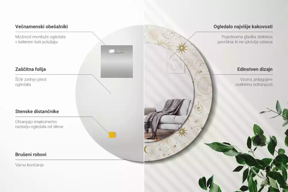 Kulaté dekorativní zrcadlo Mystický vzor