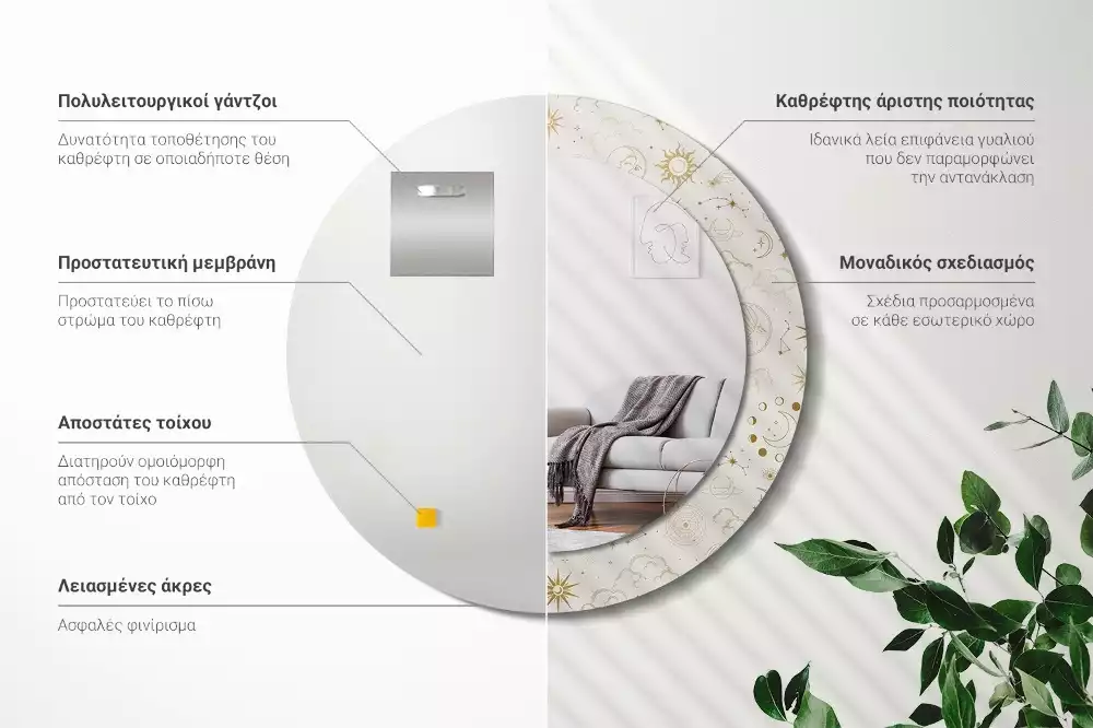 Kulaté dekorativní zrcadlo Mystický vzor