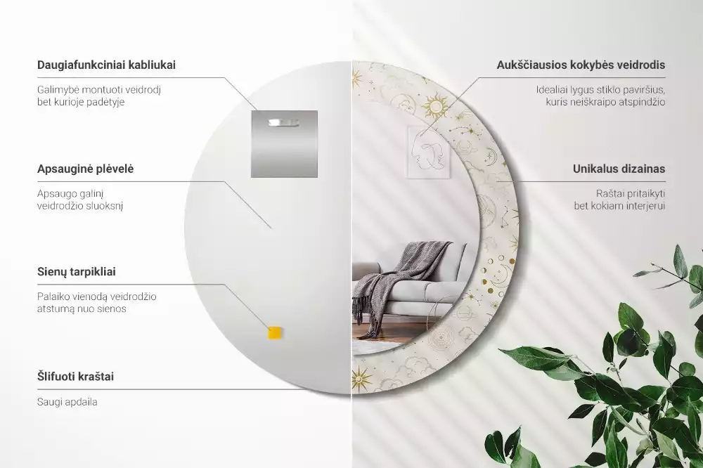 Kulaté dekorativní zrcadlo Mystický vzor