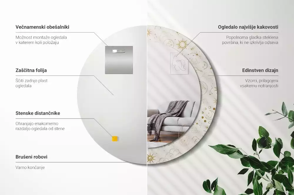 Kulaté dekorativní zrcadlo Mystický vzor