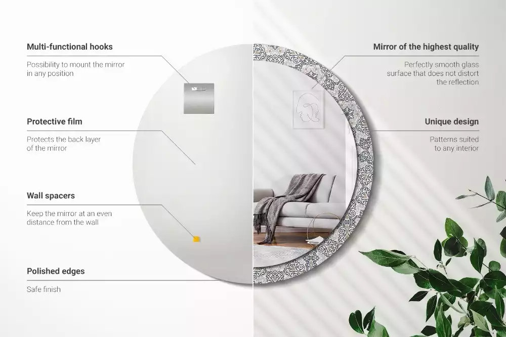 Kulaté dekorativní zrcadlo Geometrické ozdoby