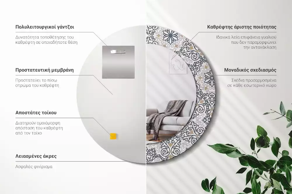 Kulaté dekorativní zrcadlo Geometrické ozdoby