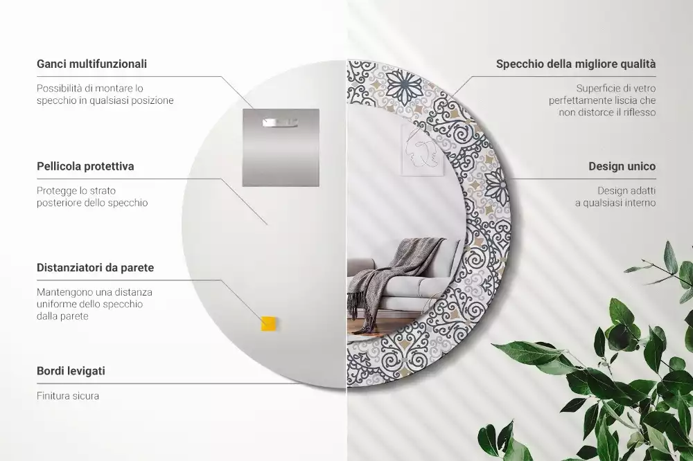 Kulaté dekorativní zrcadlo Geometrické ozdoby