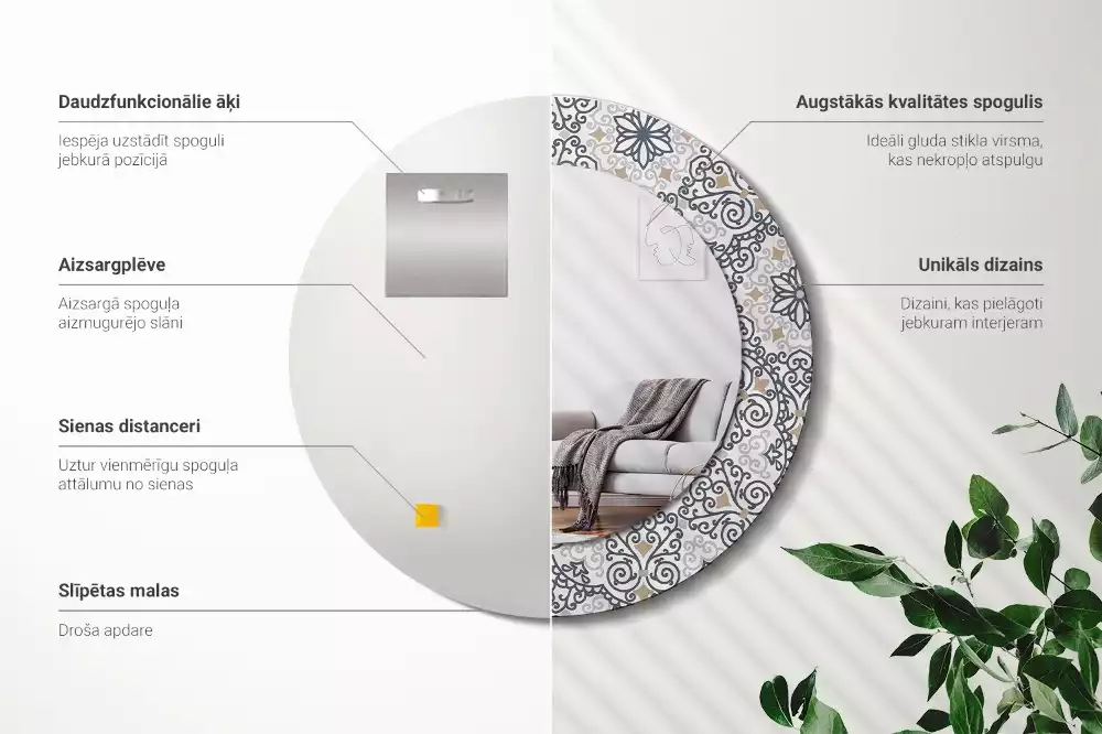 Kulaté dekorativní zrcadlo Geometrické ozdoby