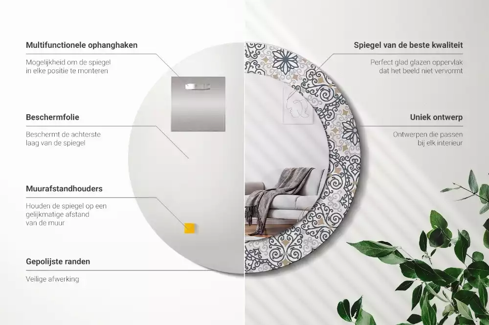 Kulaté dekorativní zrcadlo Geometrické ozdoby