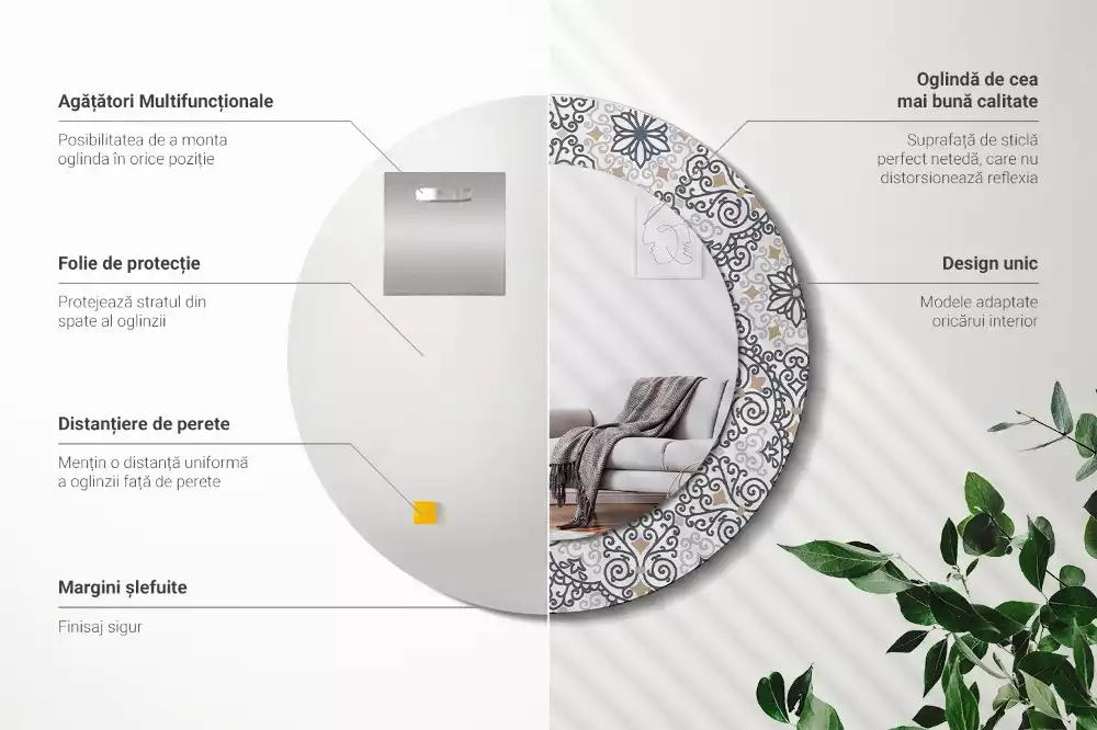 Kulaté dekorativní zrcadlo Geometrické ozdoby