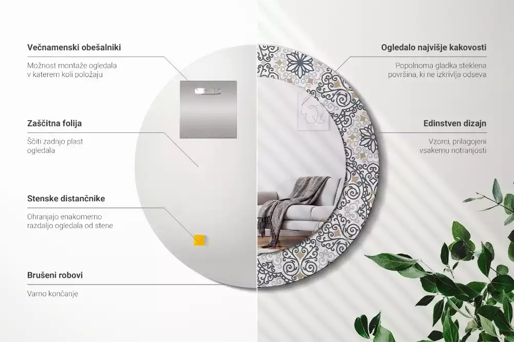 Kulaté dekorativní zrcadlo Geometrické ozdoby