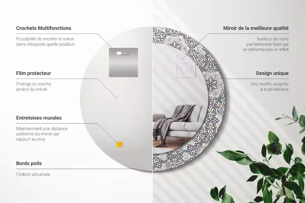 Kulaté dekorativní zrcadlo Geometrické ozdoby