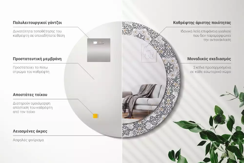 Kulaté dekorativní zrcadlo Geometrické ozdoby