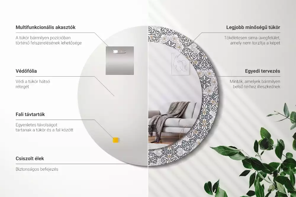 Kulaté dekorativní zrcadlo Geometrické ozdoby