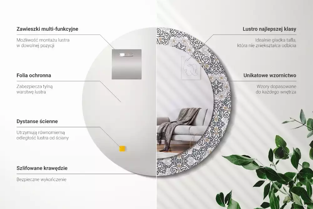 Kulaté dekorativní zrcadlo Geometrické ozdoby