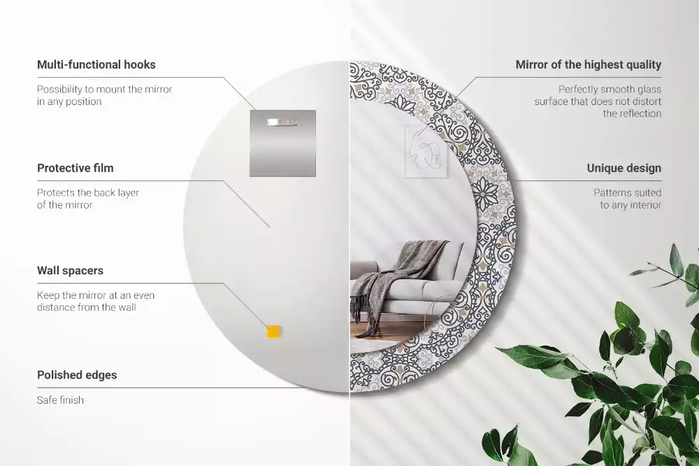 Kulaté dekorativní zrcadlo Geometrické ozdoby