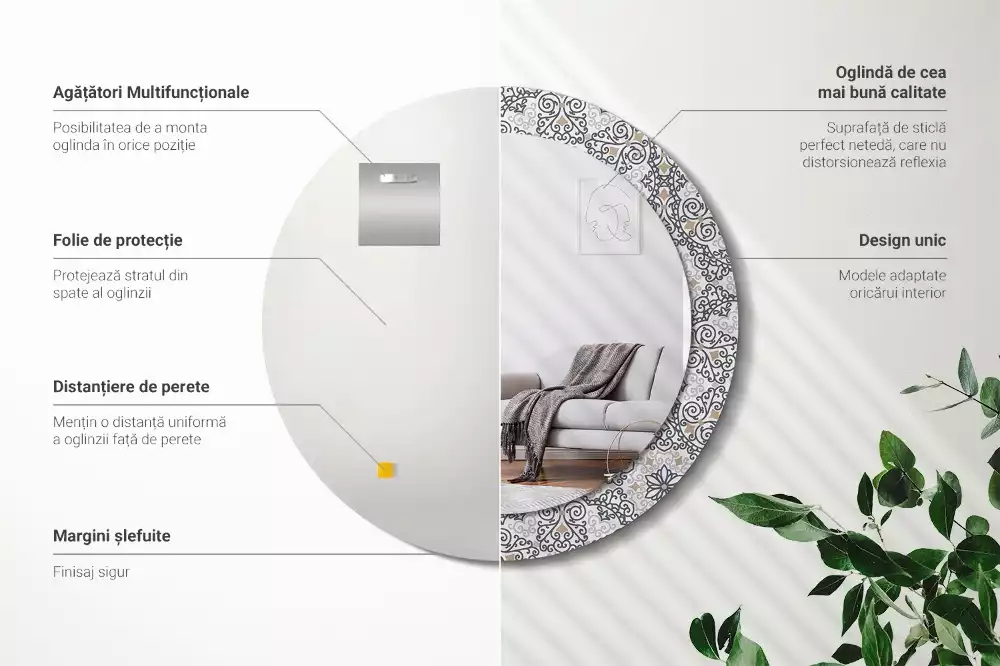 Kulaté dekorativní zrcadlo Geometrické ozdoby