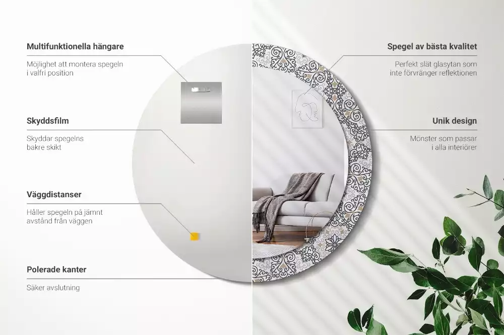 Kulaté dekorativní zrcadlo Geometrické ozdoby