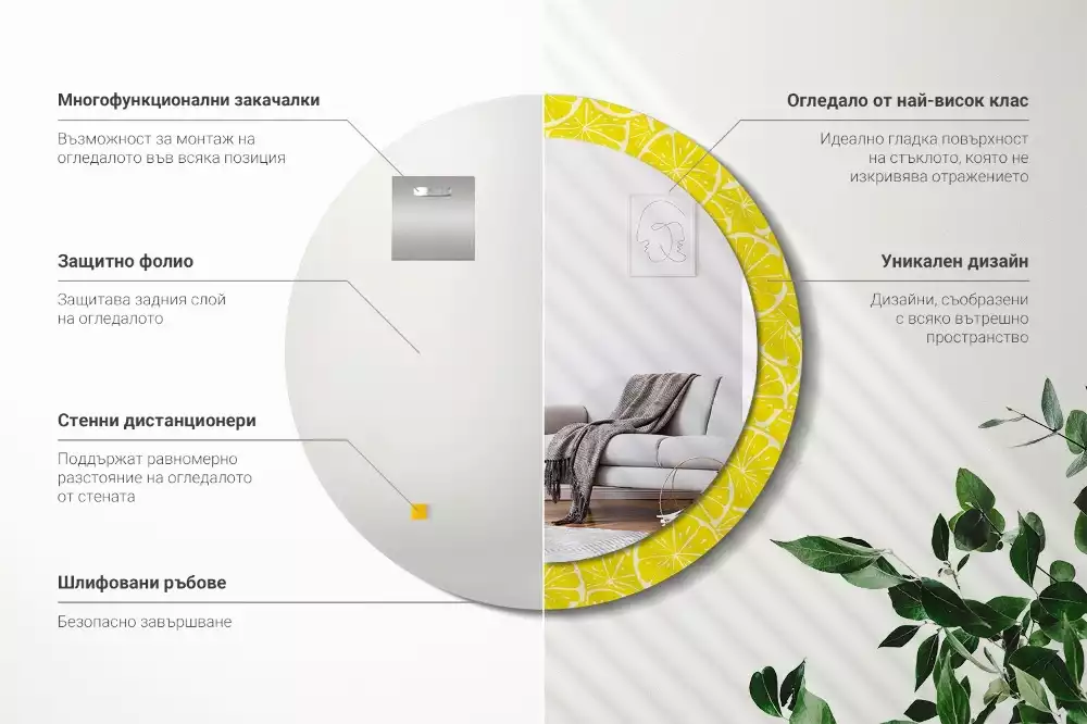 Kulaté dekorativní zrcadlo Citrony