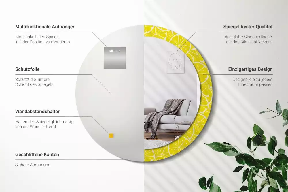 Kulaté dekorativní zrcadlo Citrony