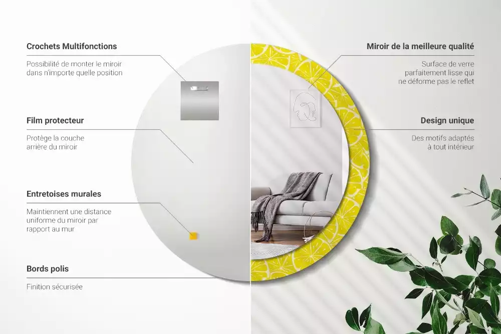 Kulaté dekorativní zrcadlo Citrony