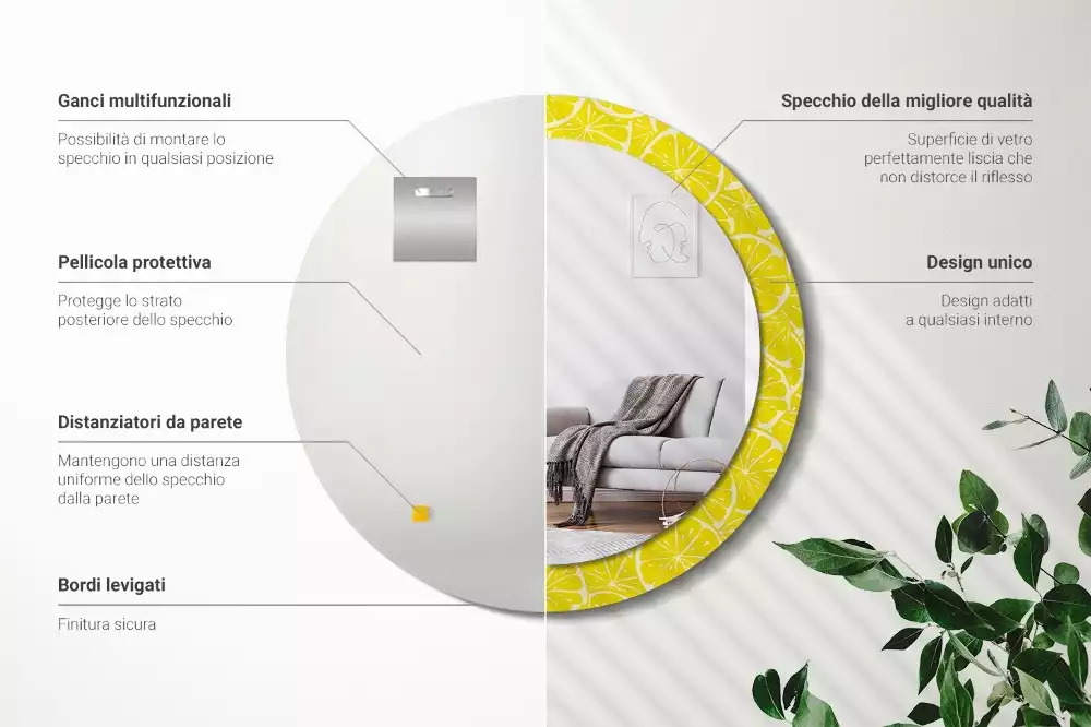 Kulaté dekorativní zrcadlo Citrony