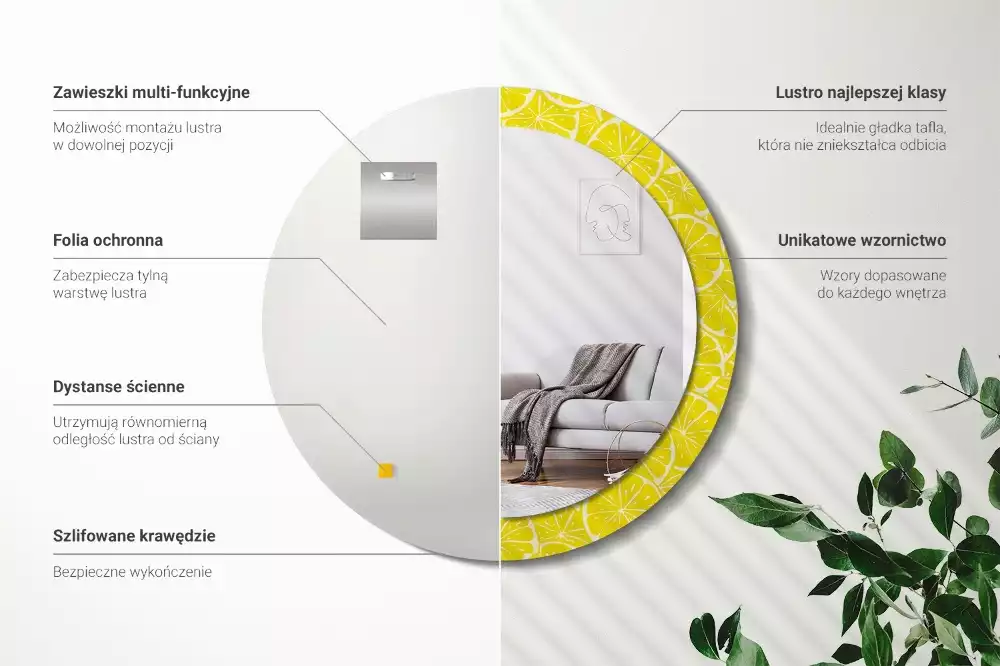 Kulaté dekorativní zrcadlo Citrony