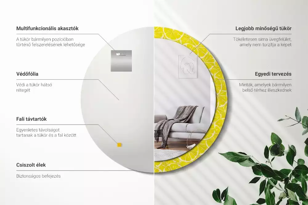 Kulaté dekorativní zrcadlo Citrony