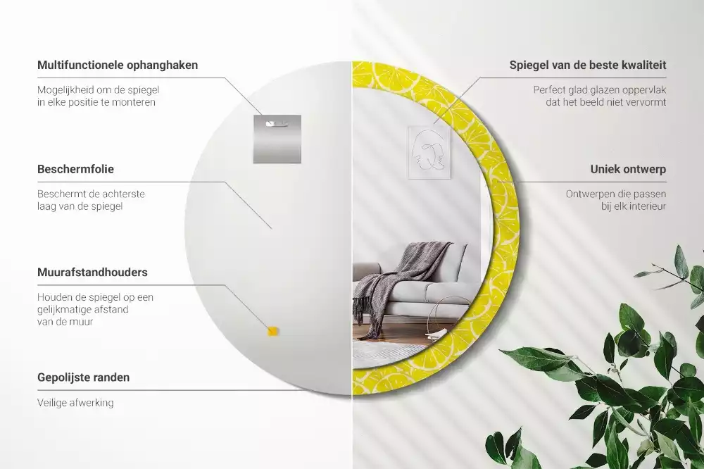 Kulaté dekorativní zrcadlo Citrony