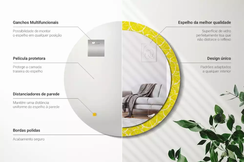 Kulaté dekorativní zrcadlo Citrony