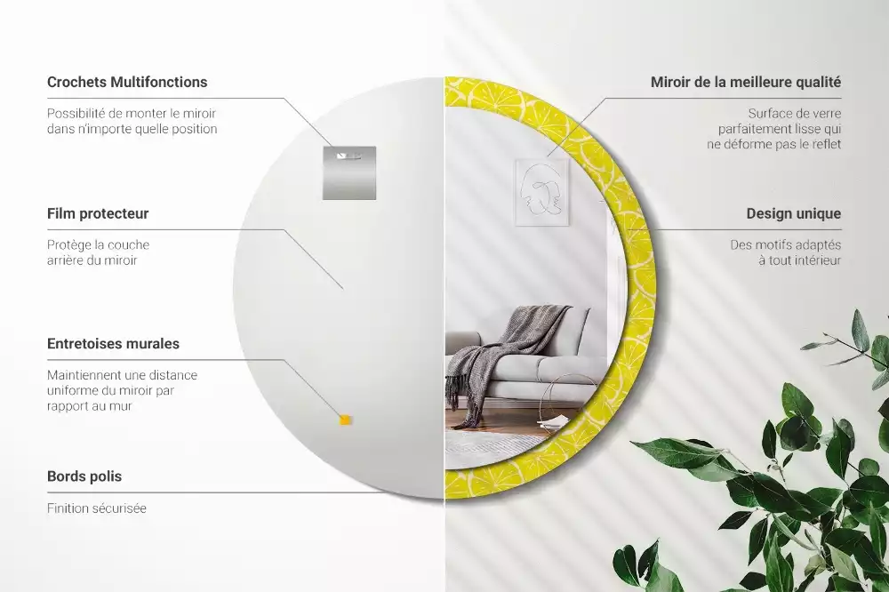 Kulaté dekorativní zrcadlo Citrony