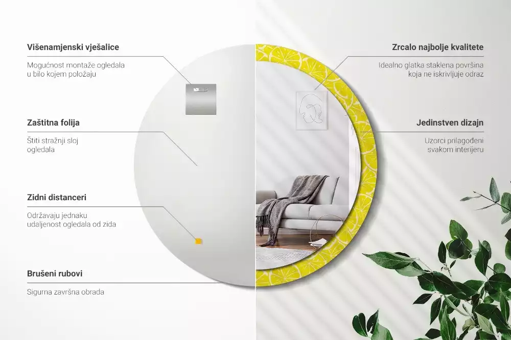 Kulaté dekorativní zrcadlo Citrony