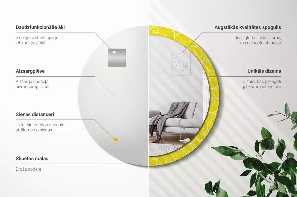 Kulaté dekorativní zrcadlo Citrony