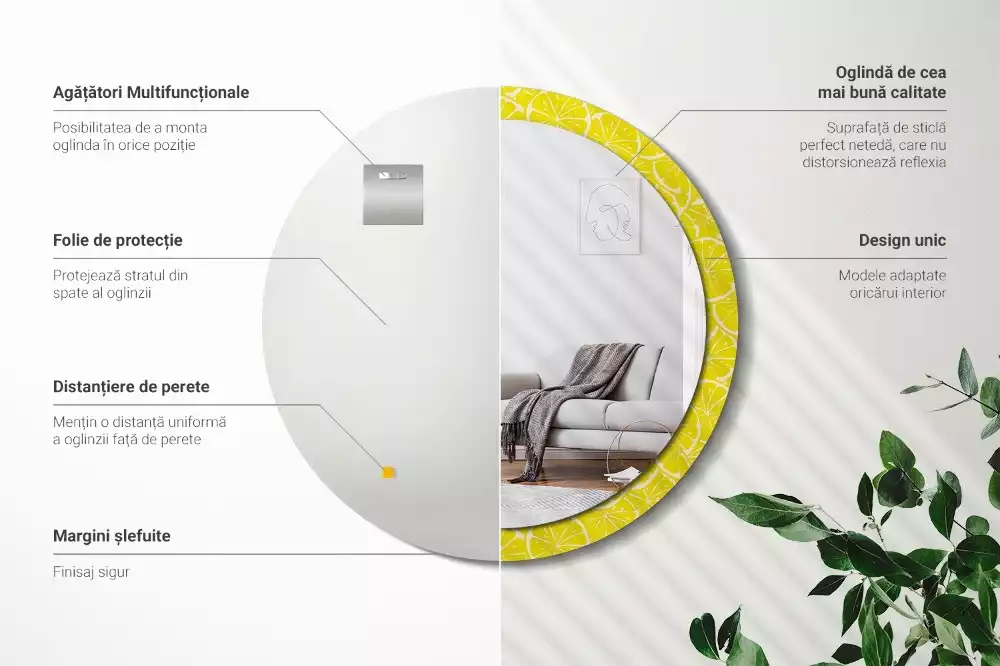 Kulaté dekorativní zrcadlo Citrony