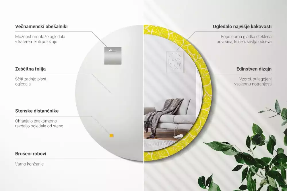 Kulaté dekorativní zrcadlo Citrony